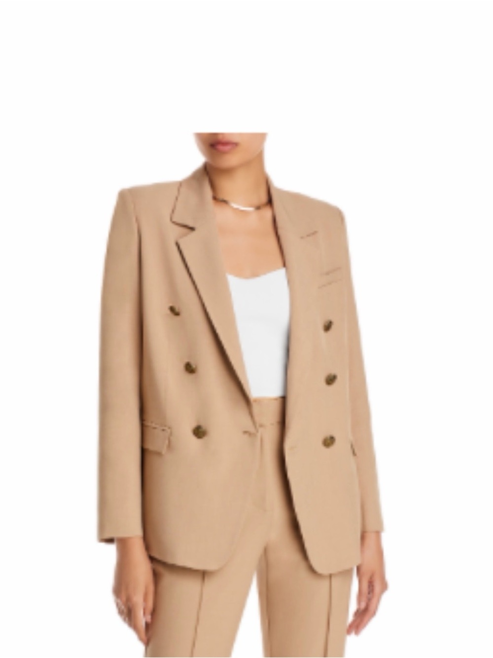 AQUA Beige Double Breasted Gold Button Blazer S NWOT